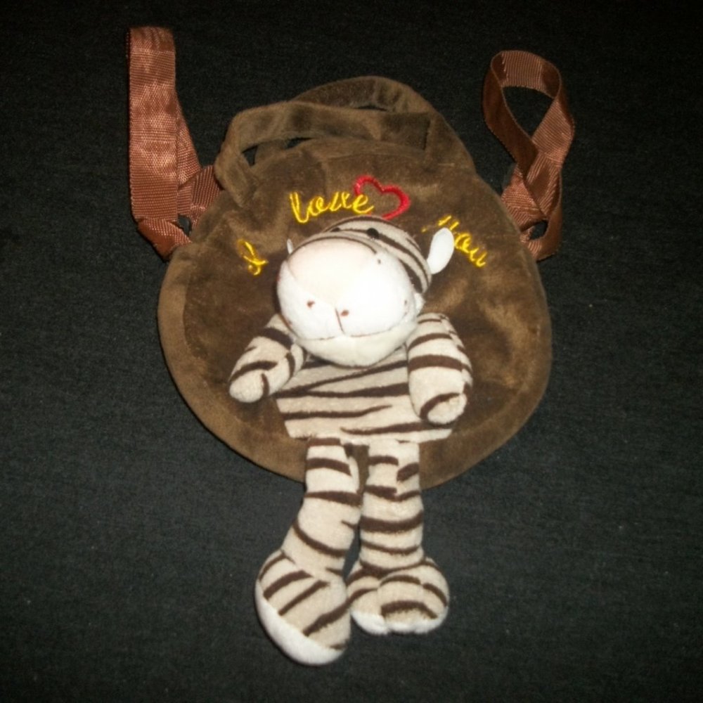 BABY BACKPACK SWEET & TINY STRIPED HIPPO PLUSH